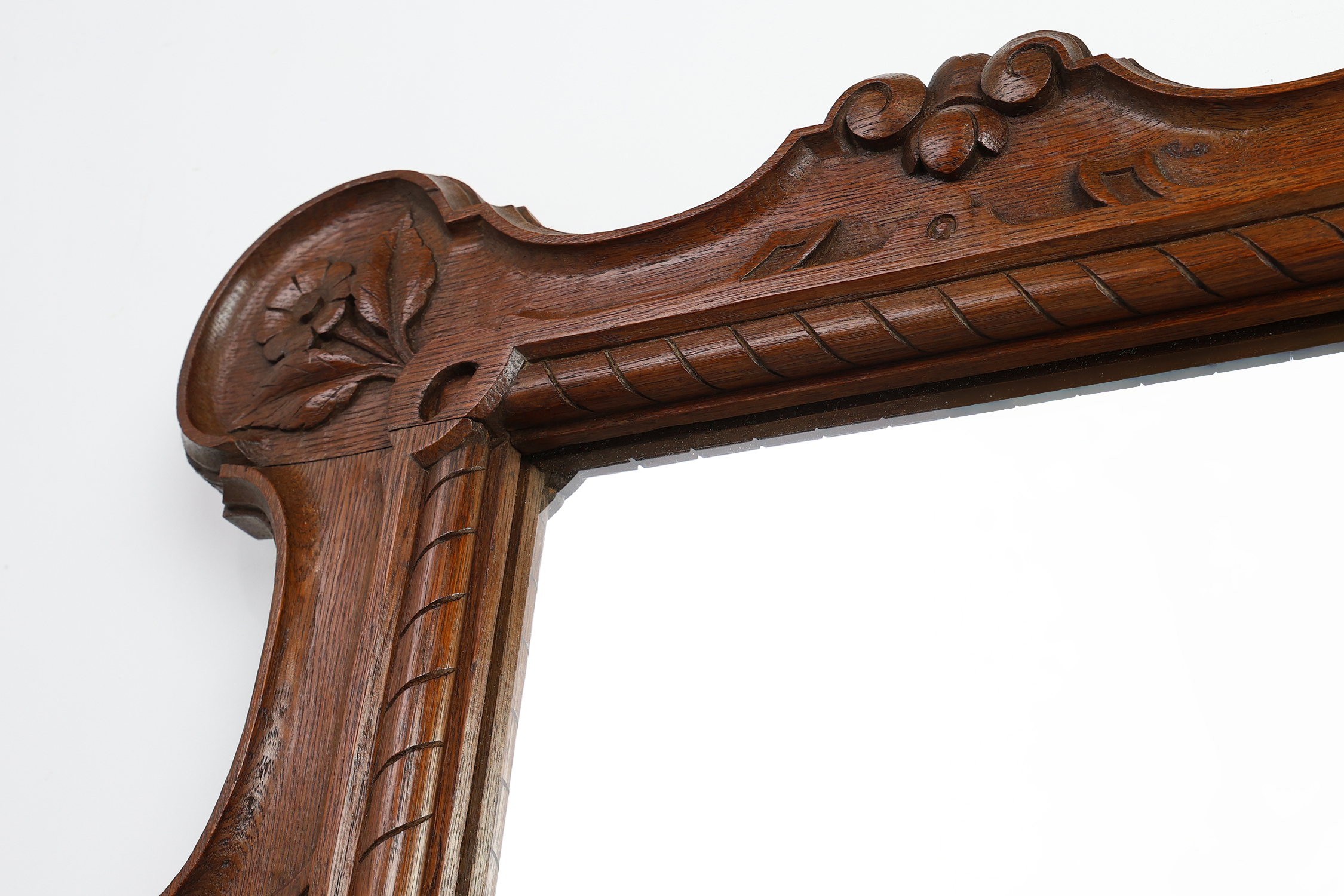 Baroque solid oak carved Wall Mirror, Belgium ca 1900thumbnail